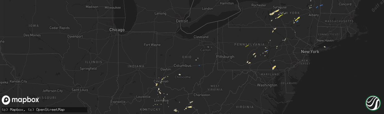 Hail map in Ohio on July 30, 2019