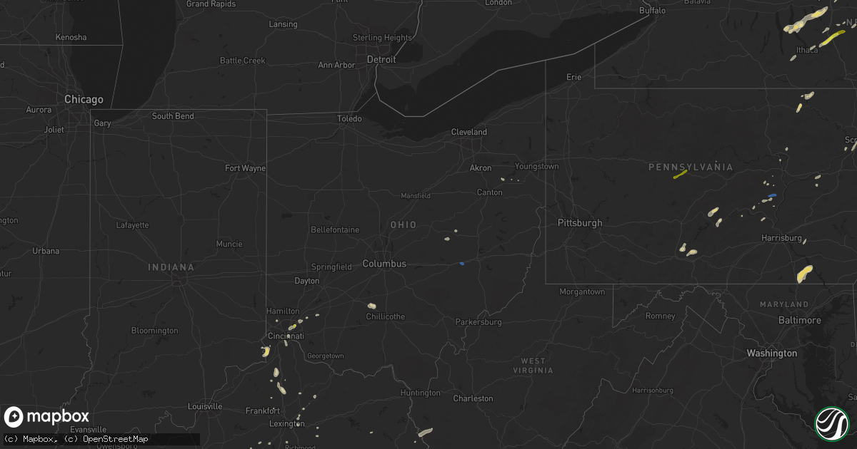 Hail map in Ohio on July 30, 2019