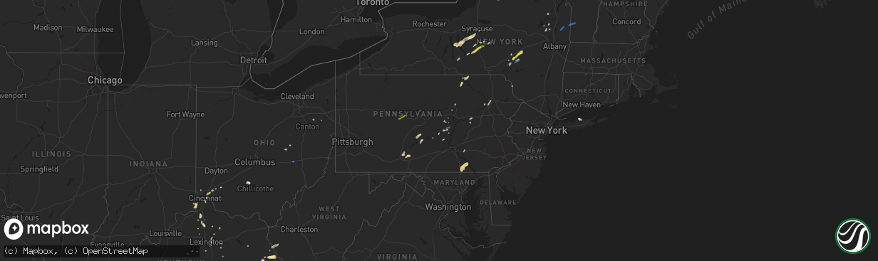 Hail map in Pennsylvania on July 30, 2019