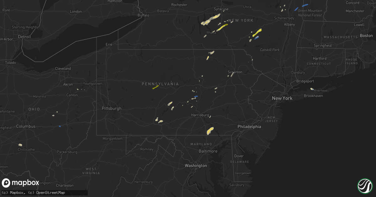 Hail map in Pennsylvania on July 30, 2019