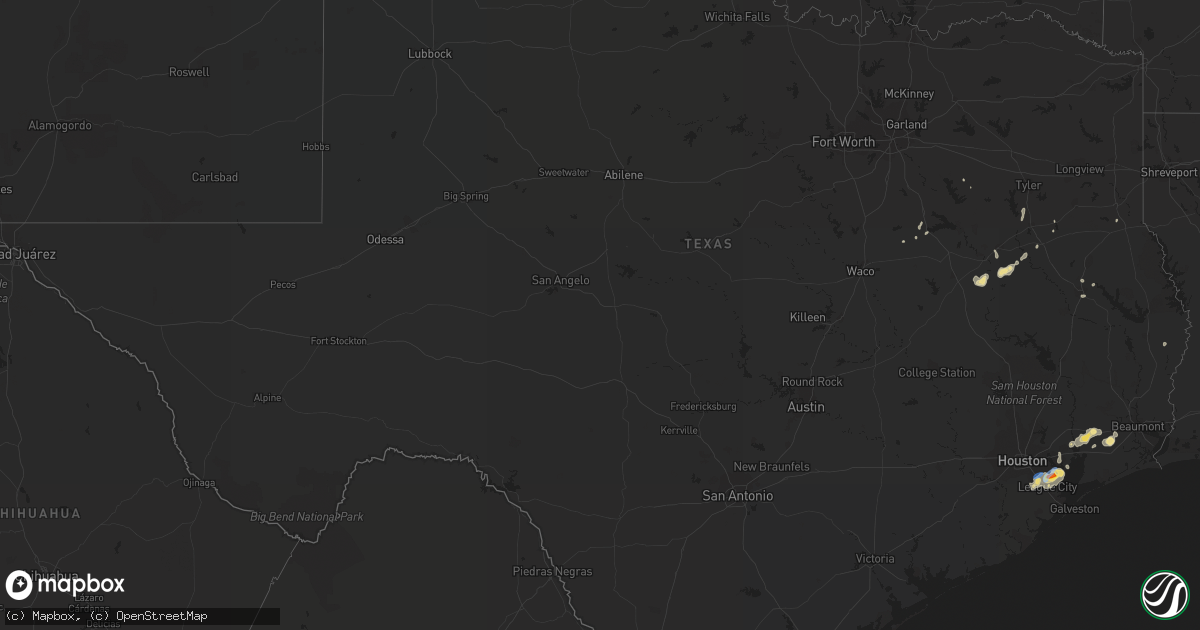Hail map in Texas on July 30, 2019