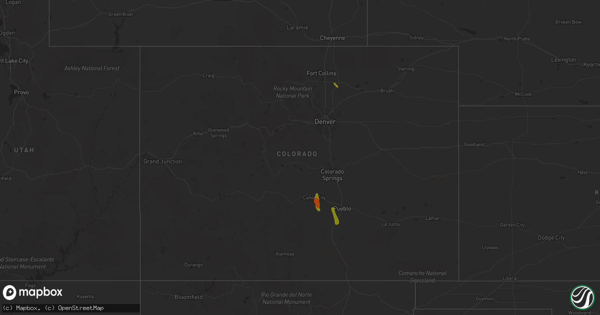 Hail map in Colorado on July 30, 2020