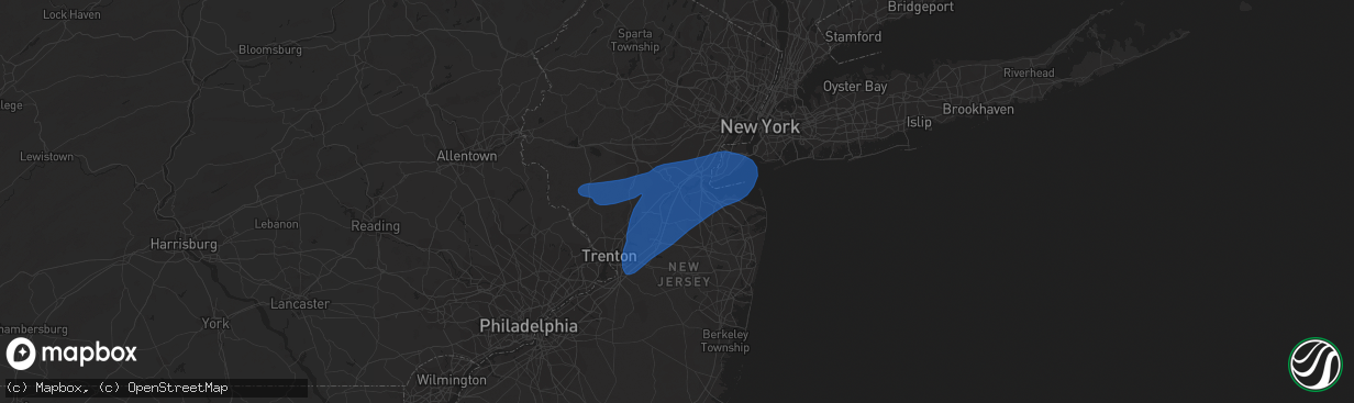 Hail map in East Brunswick, NJ on July 30, 2020