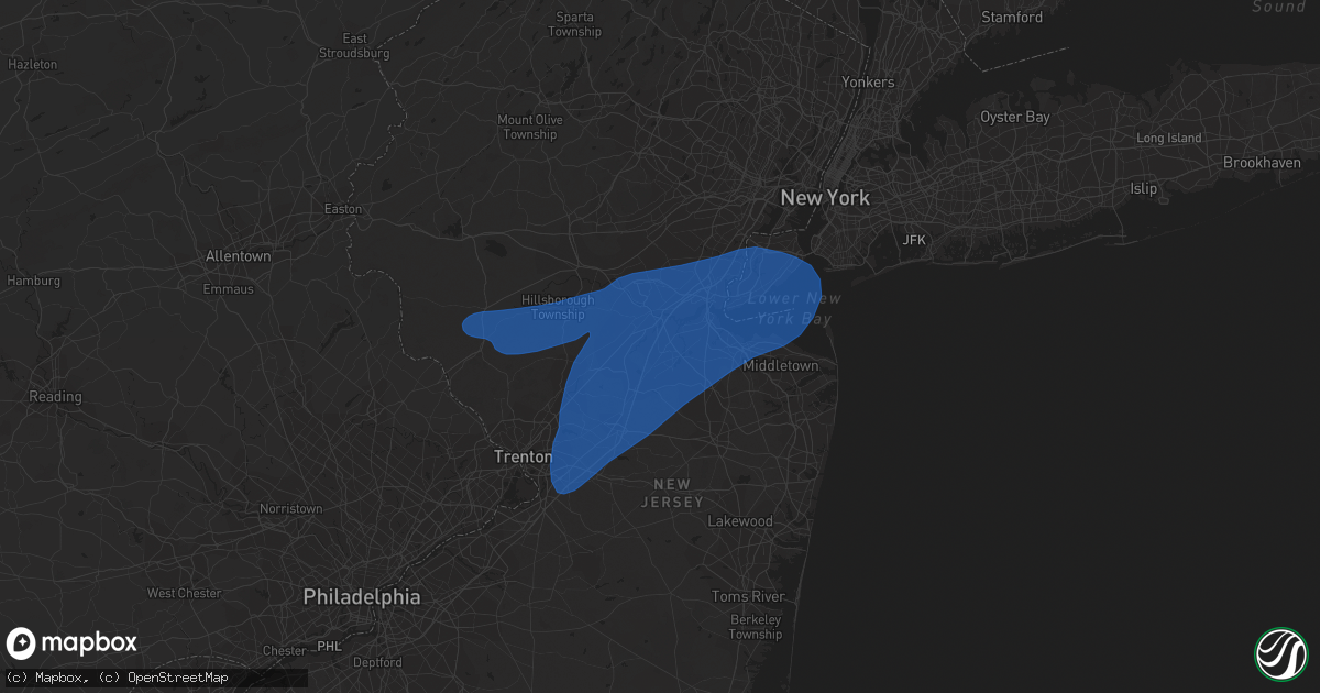 Hail map in East Brunswick, NJ on July 30, 2020