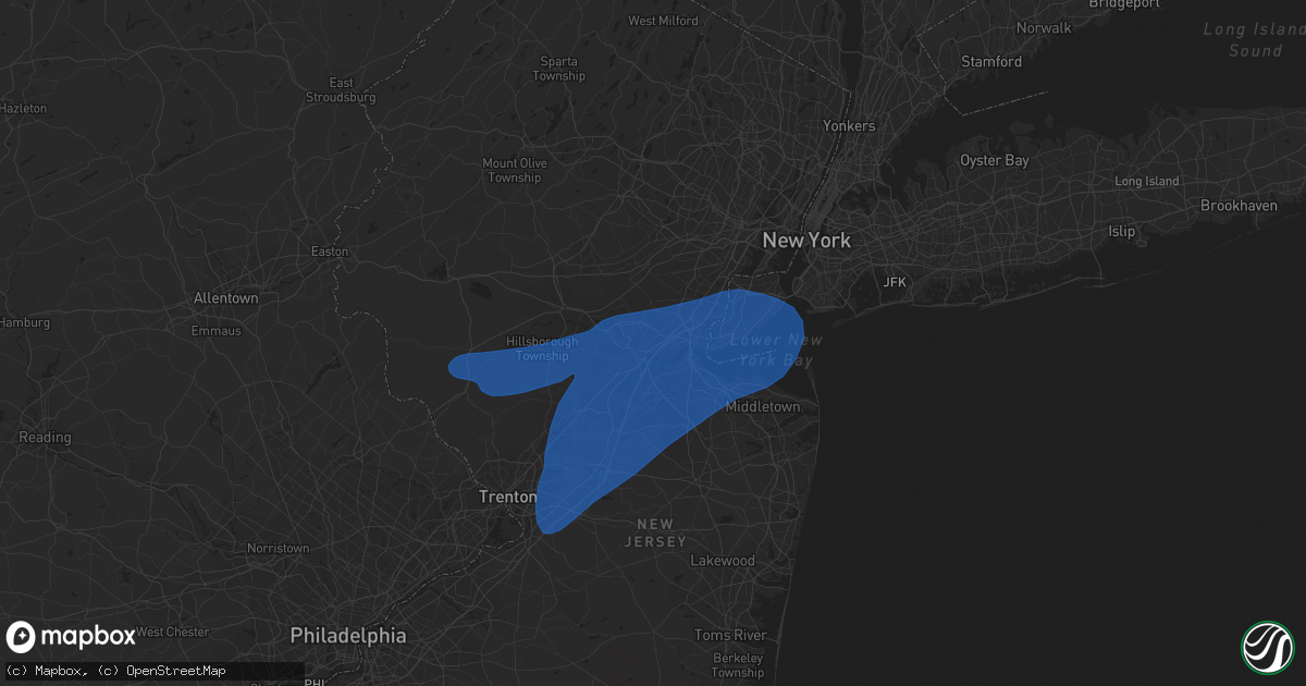 Hail map in Edison, NJ on July 30, 2020