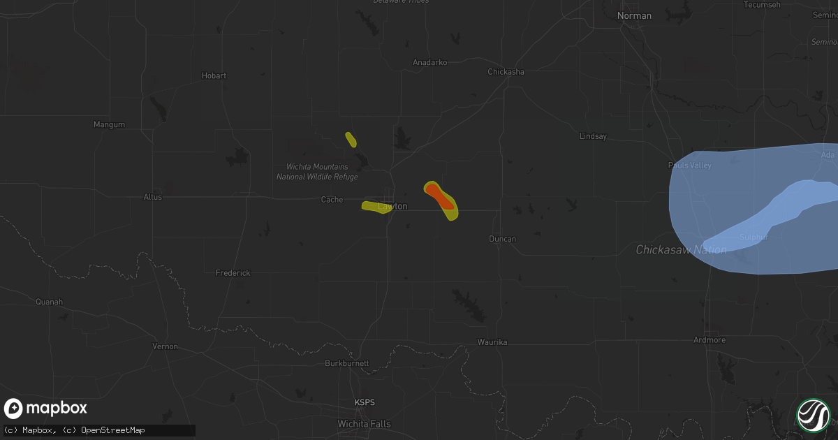 Hail map in Lawton, OK on July 30, 2020