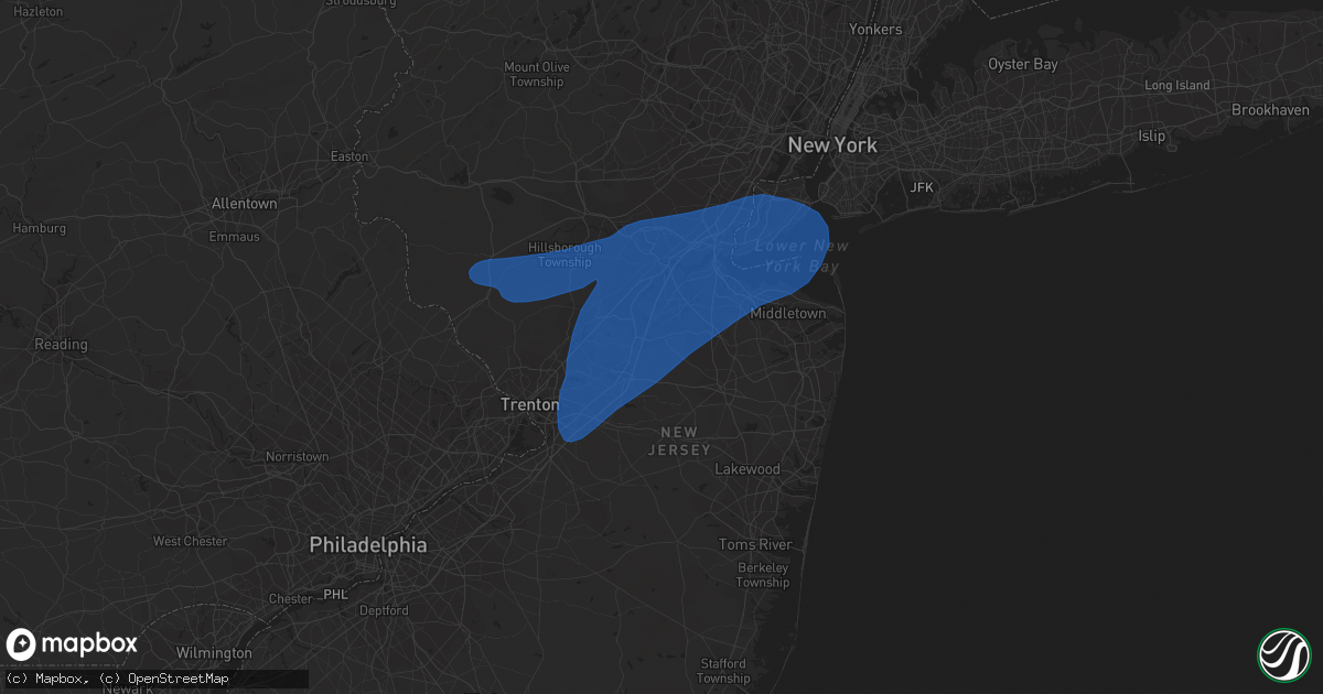 Hail map in Monroe Township, NJ on July 30, 2020