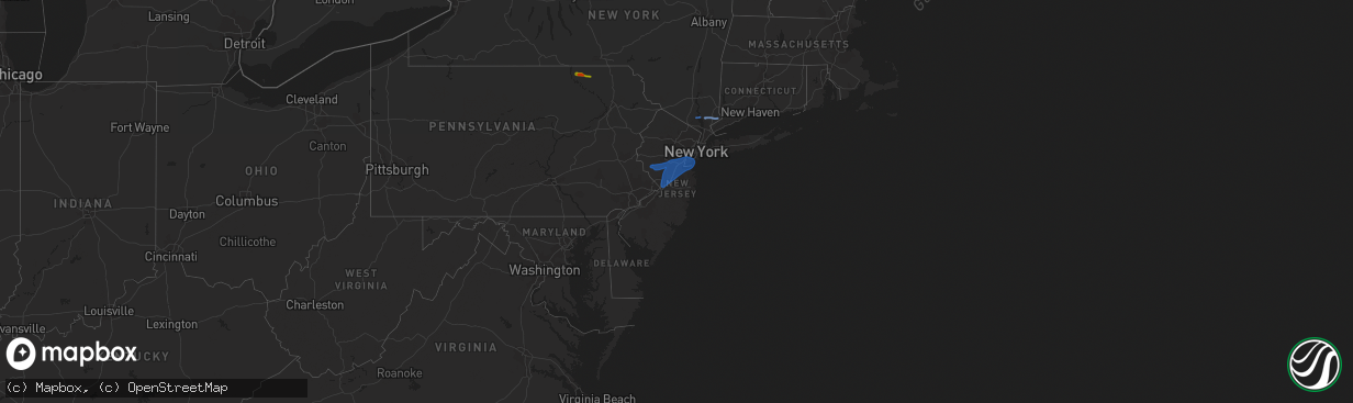 Hail map in New Jersey on July 30, 2020