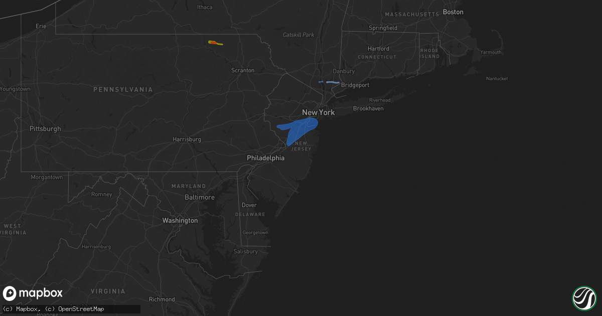 Hail map in New Jersey on July 30, 2020