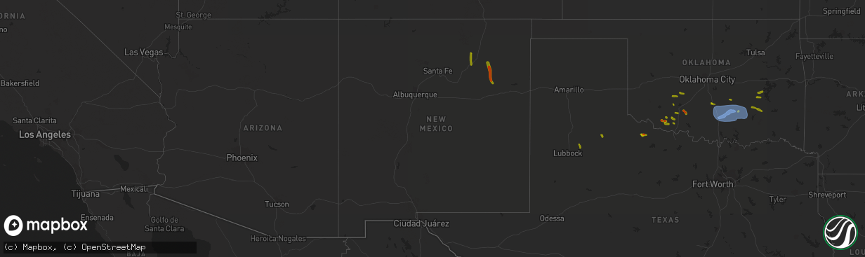 Hail map in New Mexico on July 30, 2020