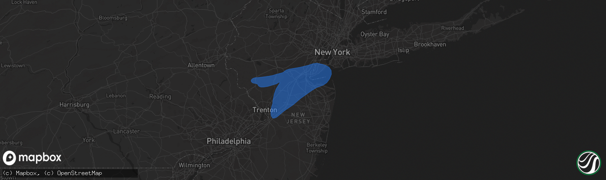 Hail map in Old Bridge, NJ on July 30, 2020