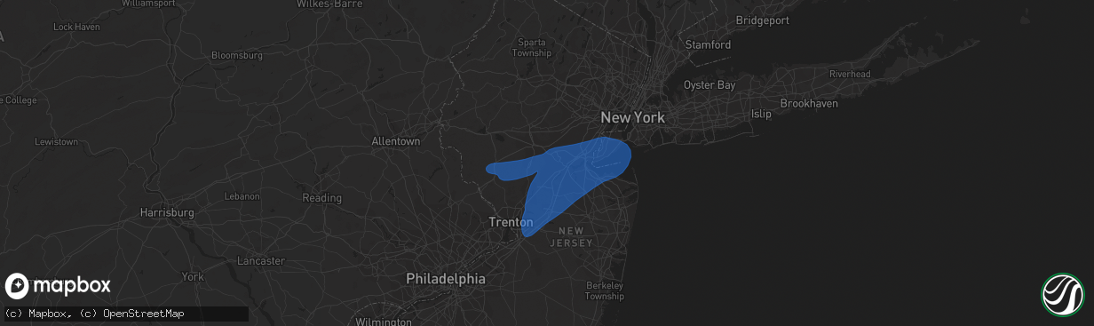 Hail map in Somerset, NJ on July 30, 2020