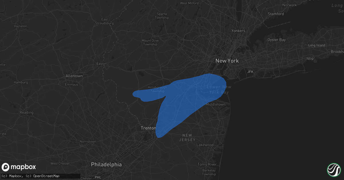 Hail map in Somerset, NJ on July 30, 2020