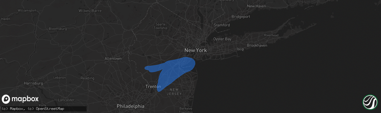 Hail map in Staten Island, NY on July 30, 2020