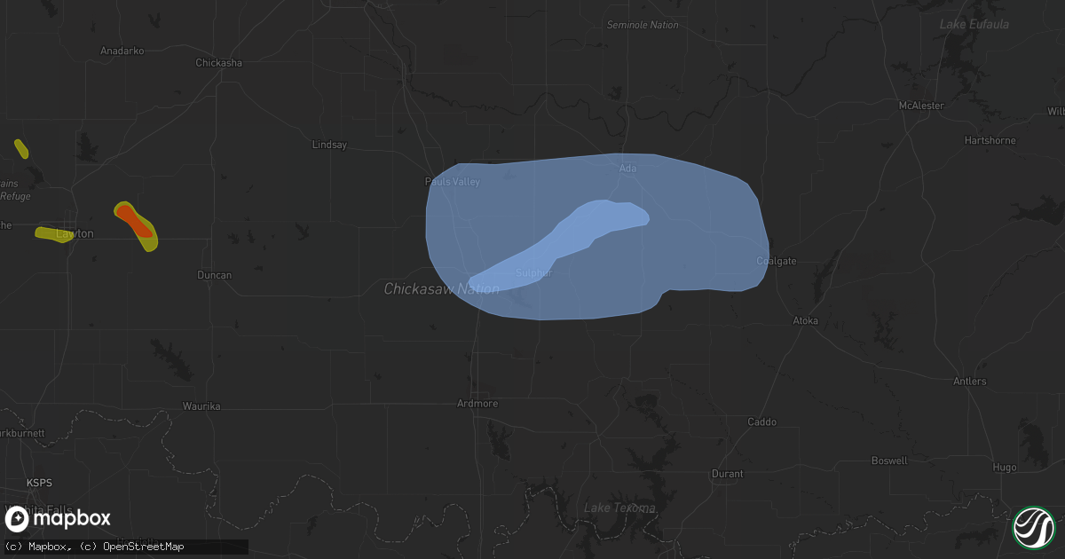 Hail map in Sulphur, OK on July 30, 2020