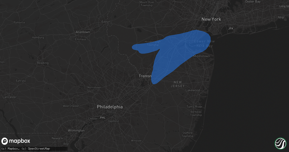 Hail map in Trenton, NJ on July 30, 2020
