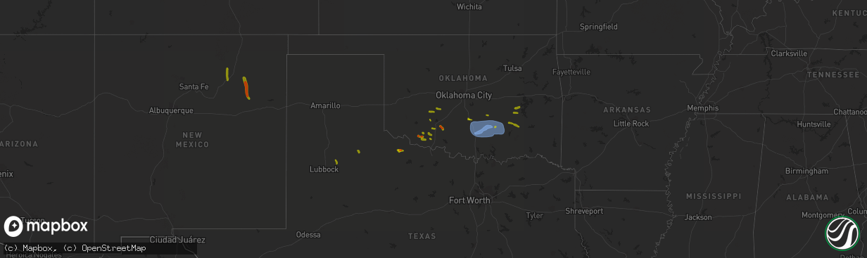 Hail map on July 30, 2020