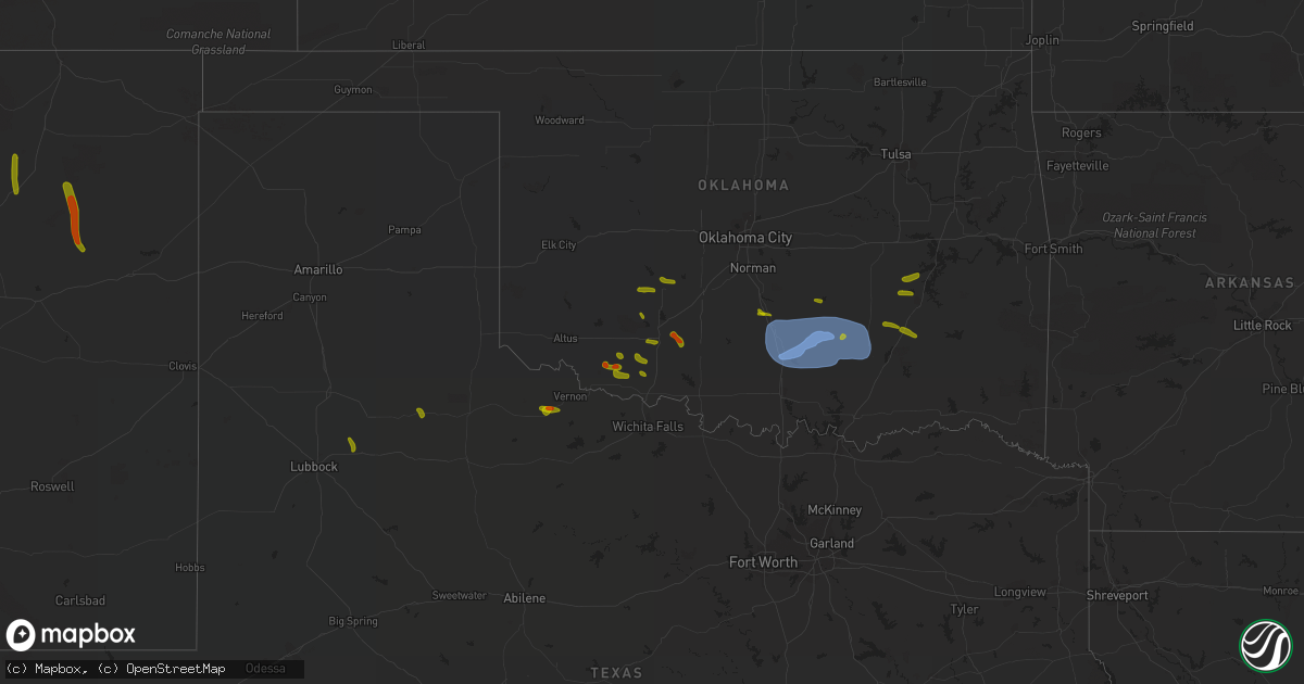 Hail map on July 30, 2020