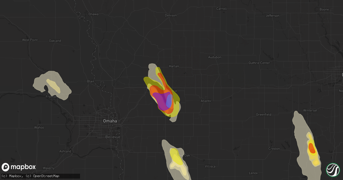 Hail map in Avoca, IA on July 30, 2021