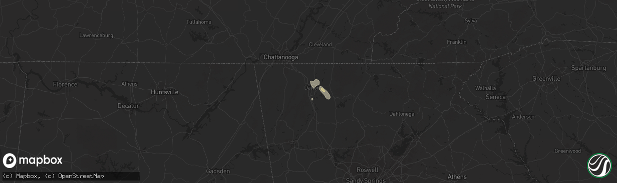 Hail map in Dalton, GA on July 30, 2021