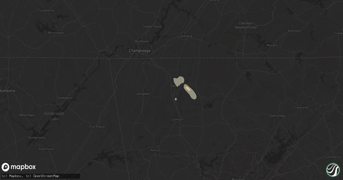 Hail map in Dalton, GA on July 30, 2021