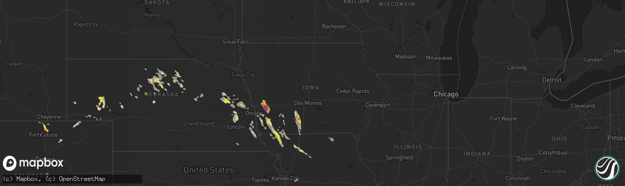 Hail map in Iowa on July 30, 2021