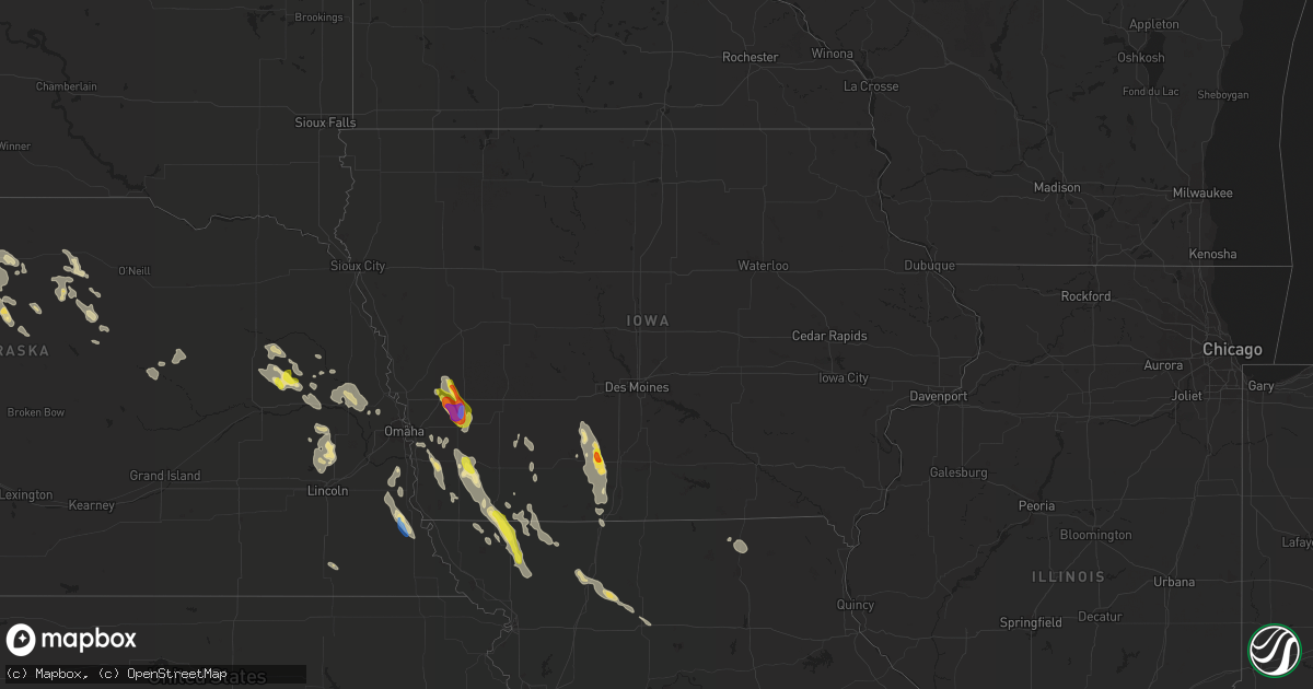 Hail map in Iowa on July 30, 2021