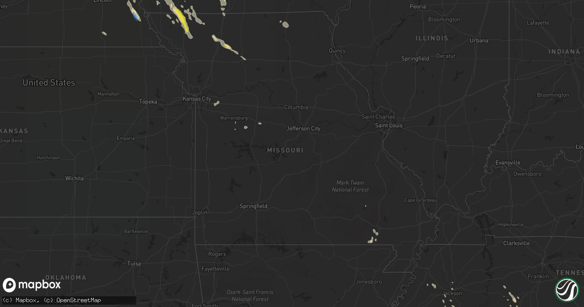 Hail map in Missouri on July 30, 2021