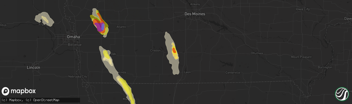 Hail map in Murray, IA on July 30, 2021