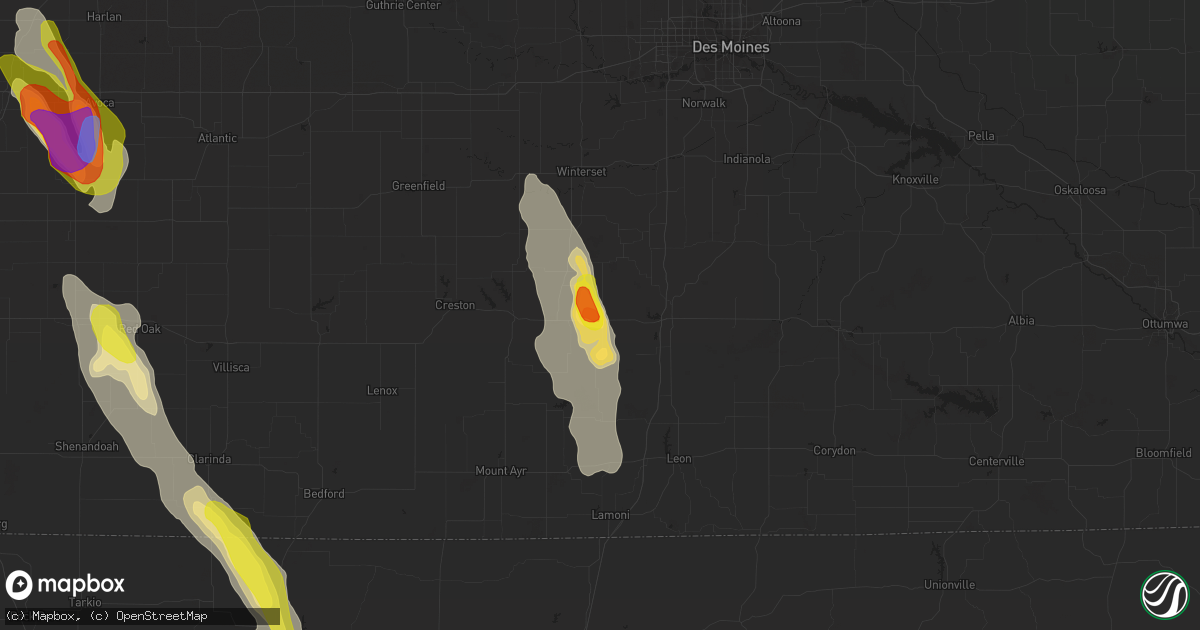 Hail map in Murray, IA on July 30, 2021