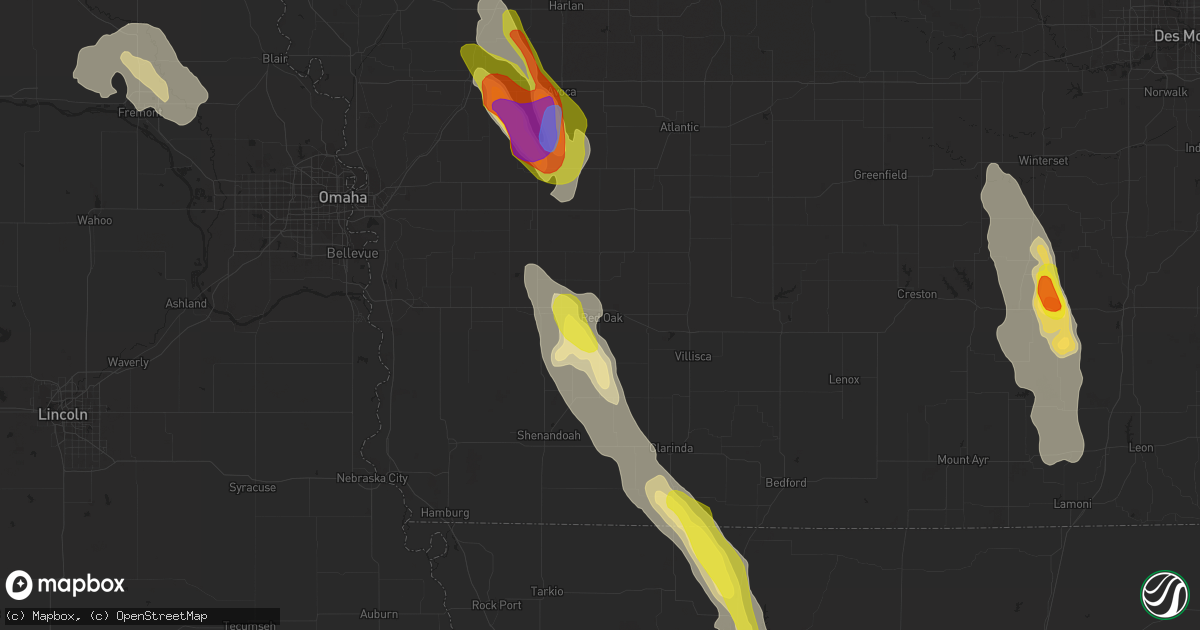 Hail map in Red Oak, IA on July 30, 2021