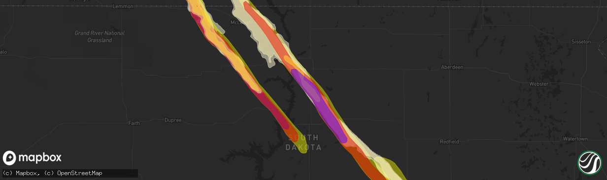 Hail map in Akaska, SD on July 30, 2023