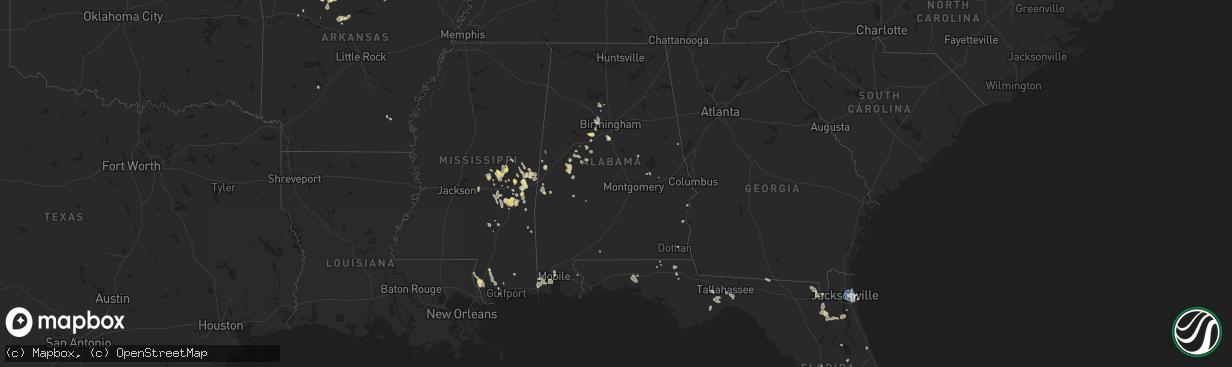 Hail map in Alabama on July 30, 2023