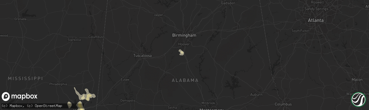 Hail map in Alabaster, AL on July 30, 2023