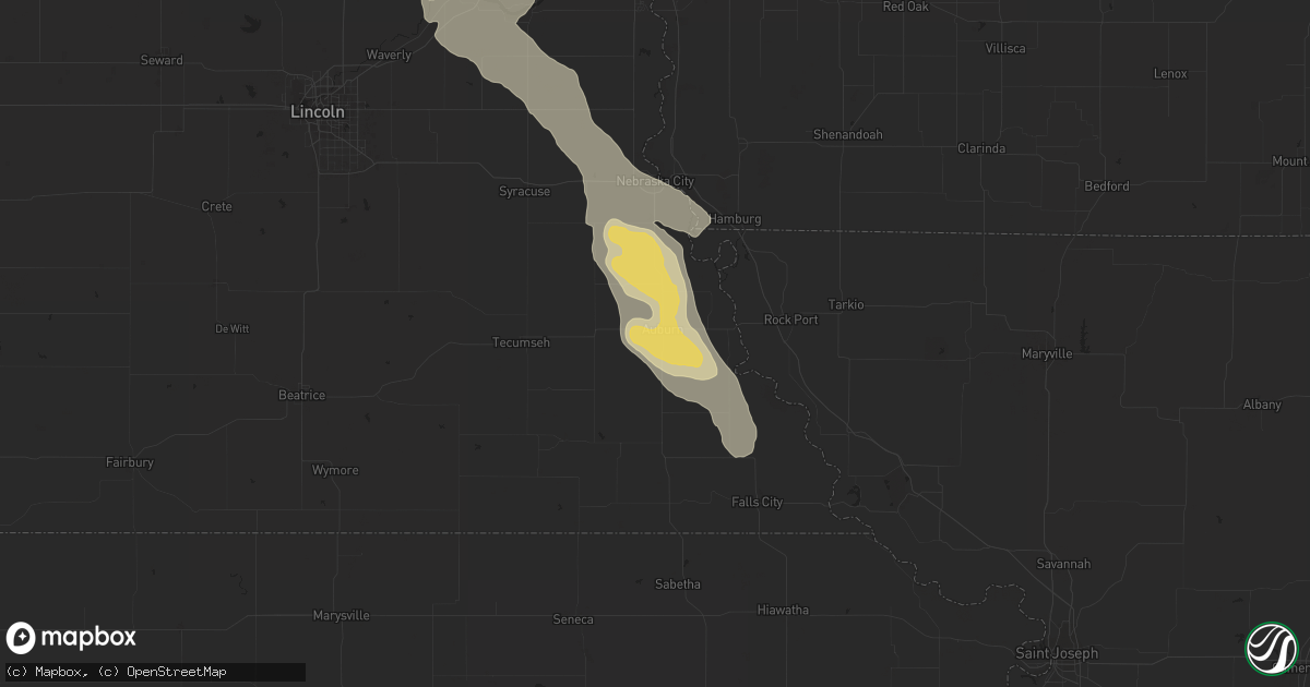Hail map in Auburn, NE on July 30, 2023