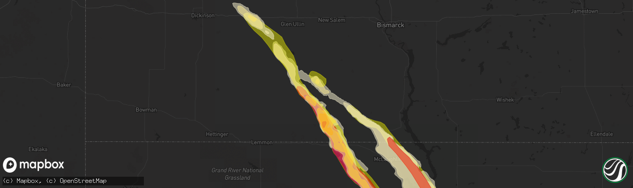 Hail map in Carson, ND on July 30, 2023