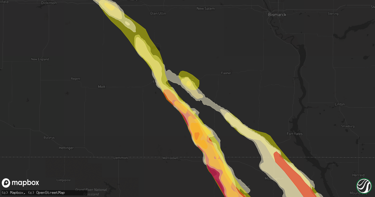 Hail map in Carson, ND on July 30, 2023