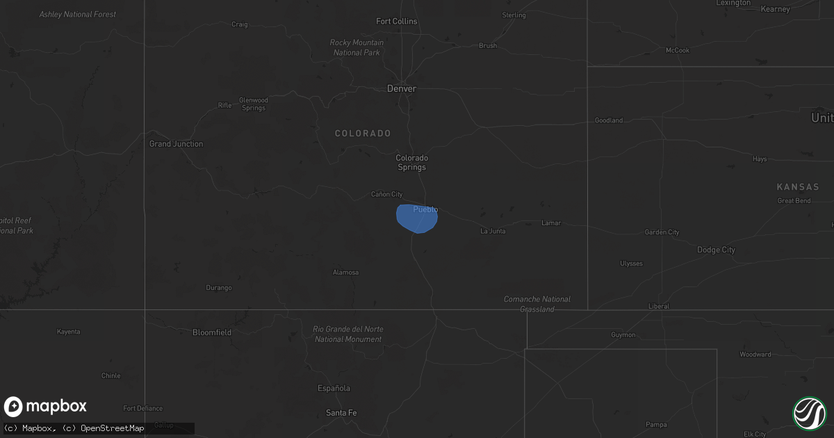 Hail map in Colorado on July 30, 2023