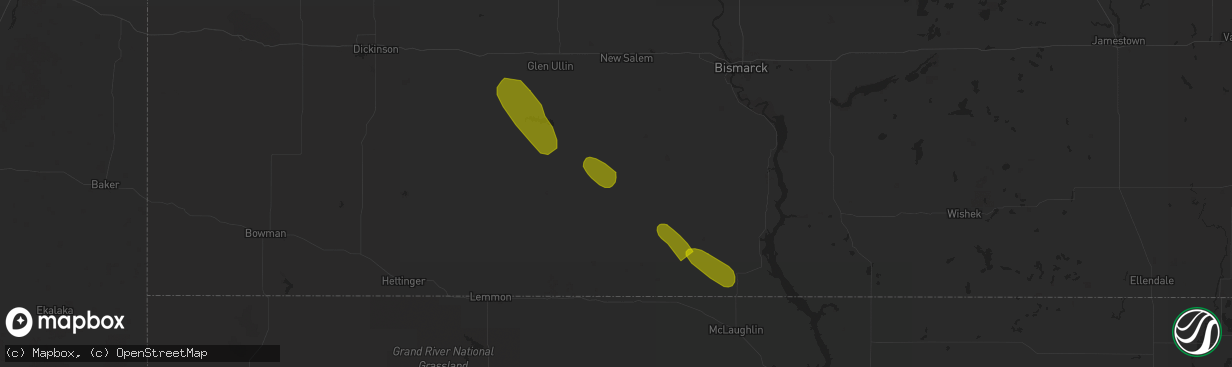 Hail map in Flasher, ND on July 30, 2023