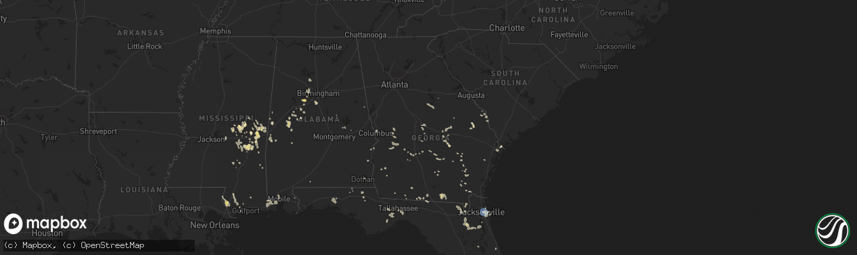 Hail map in Georgia on July 30, 2023