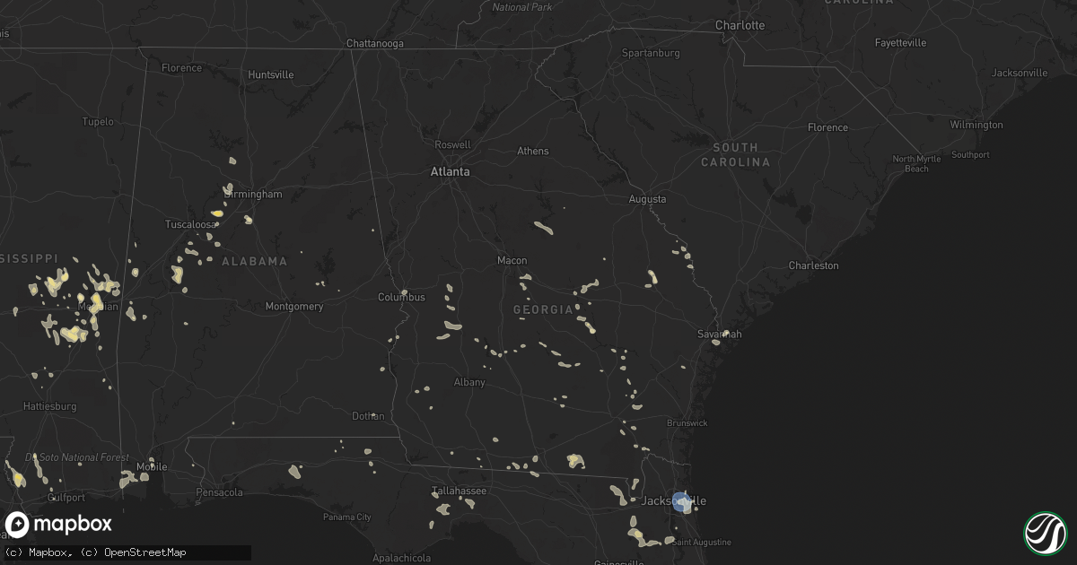 Hail map in Georgia on July 30, 2023
