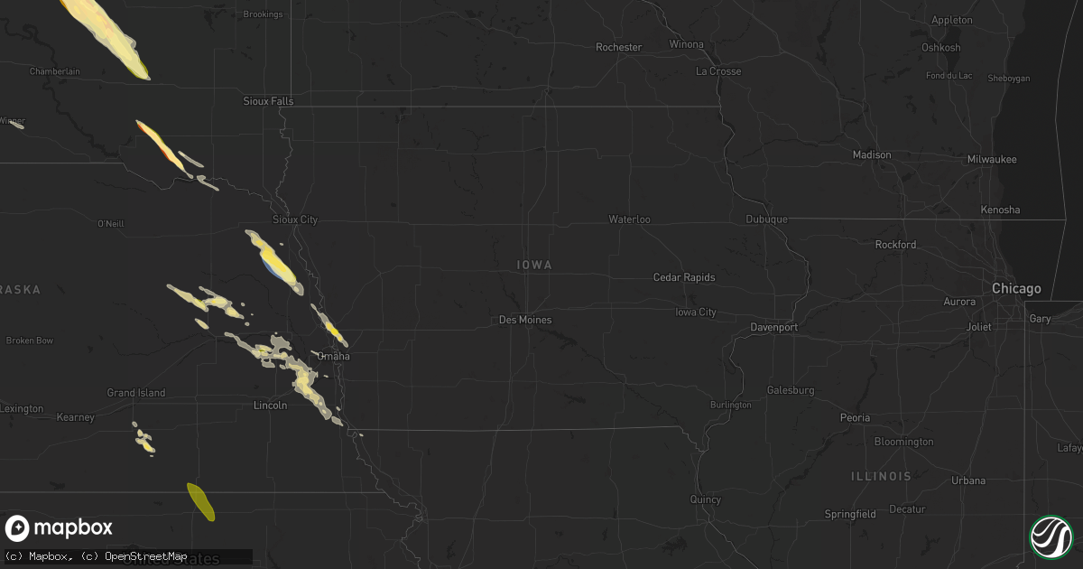Hail map in Iowa on July 30, 2023