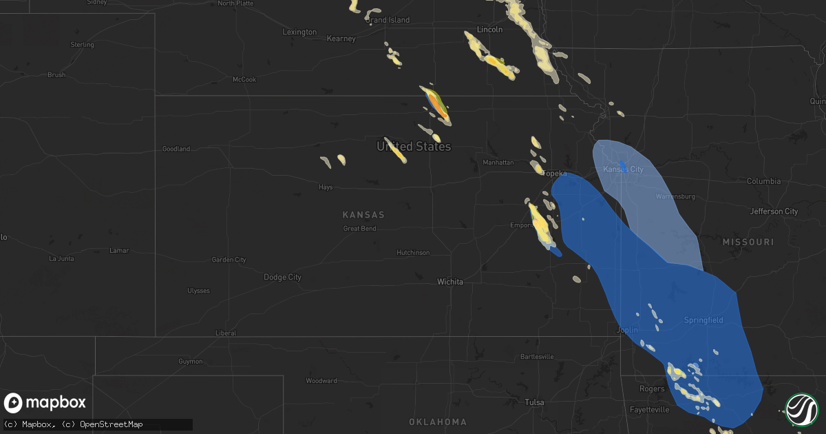 Hail map in Kansas on July 30, 2023