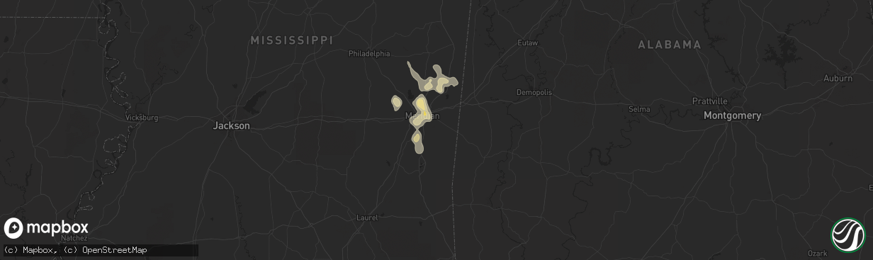 Hail map in Meridian, MS on July 30, 2023