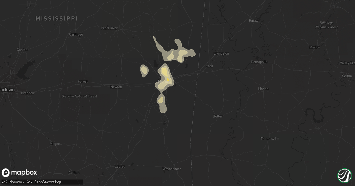 Hail map in Meridian, MS on July 30, 2023