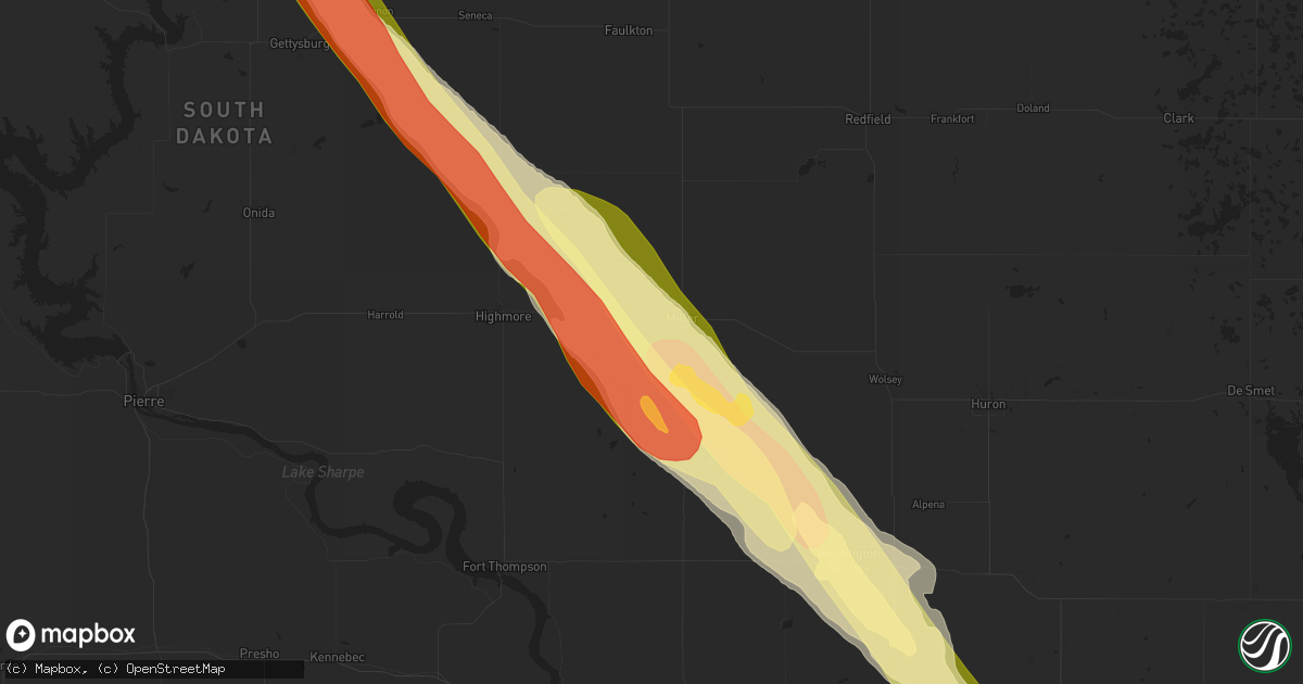 Hail map in Miller, SD on July 30, 2023