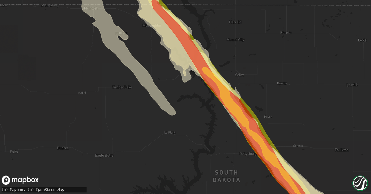 Hail map in Mobridge, SD on July 30, 2023