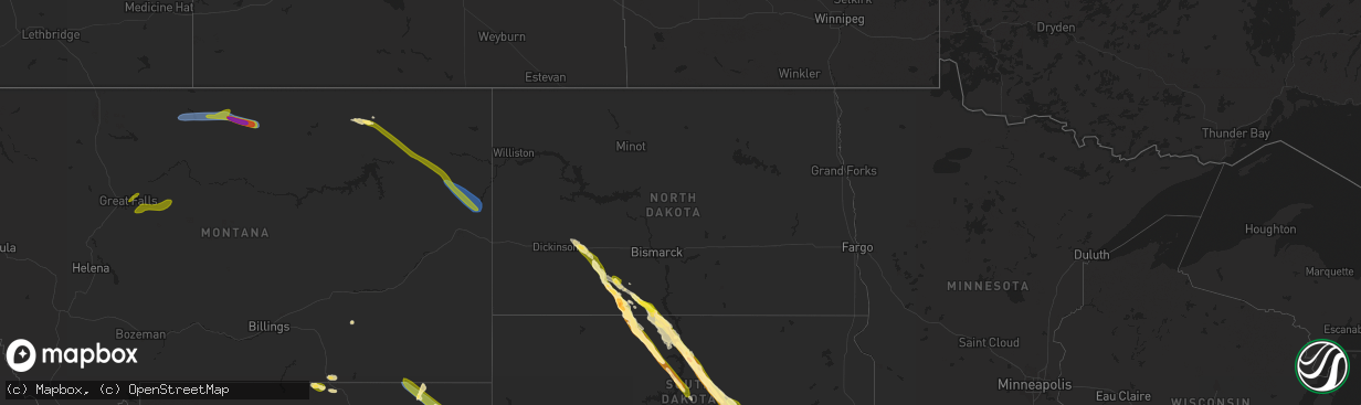 Hail map in North Dakota on July 30, 2023