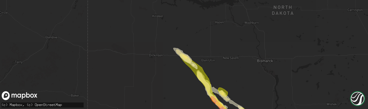 Hail map in Richardton, ND on July 30, 2023