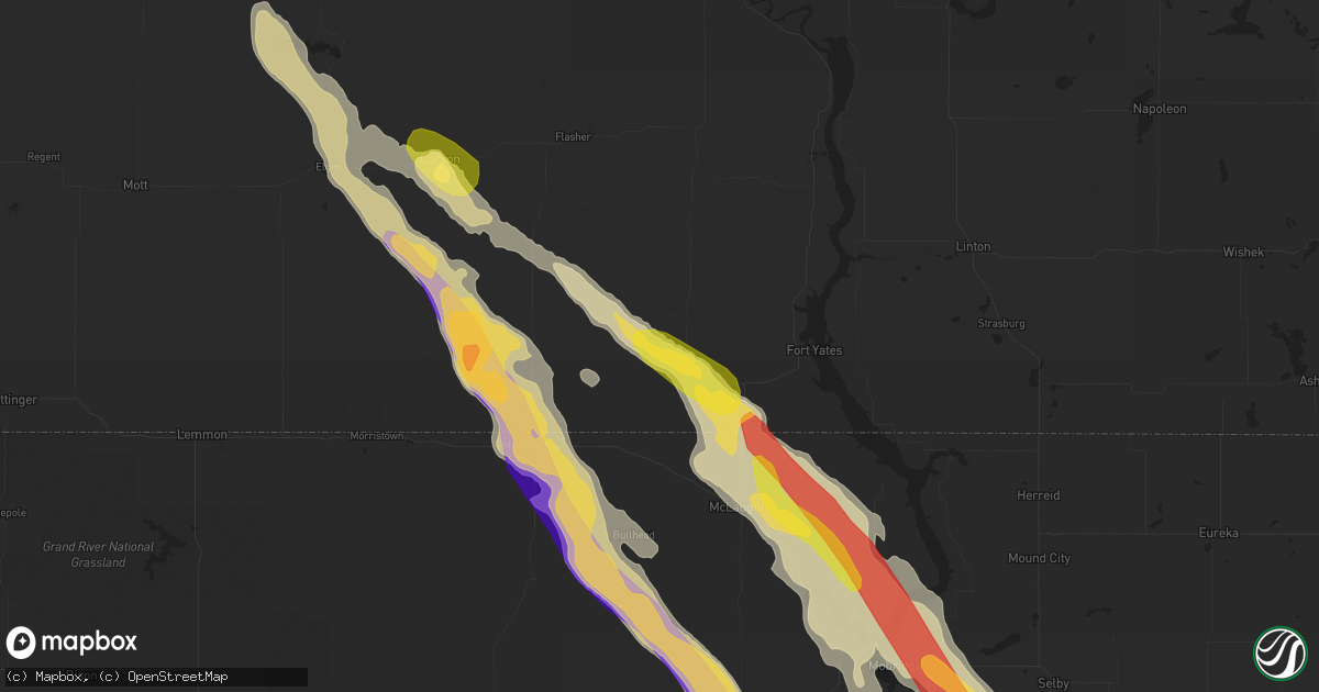 Hail map in Selfridge, ND on July 30, 2023